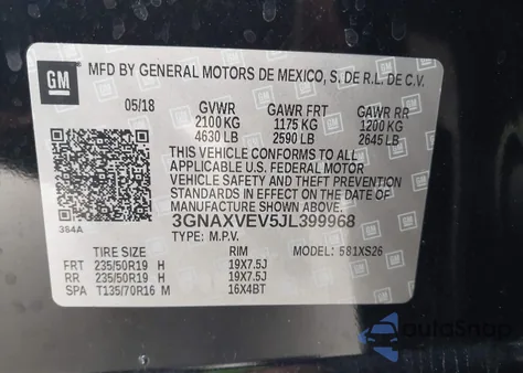 2018 Chevrolet Equinox Premier z USA, uszkodzony, nr VIN 3GNAXVEV5JL399968